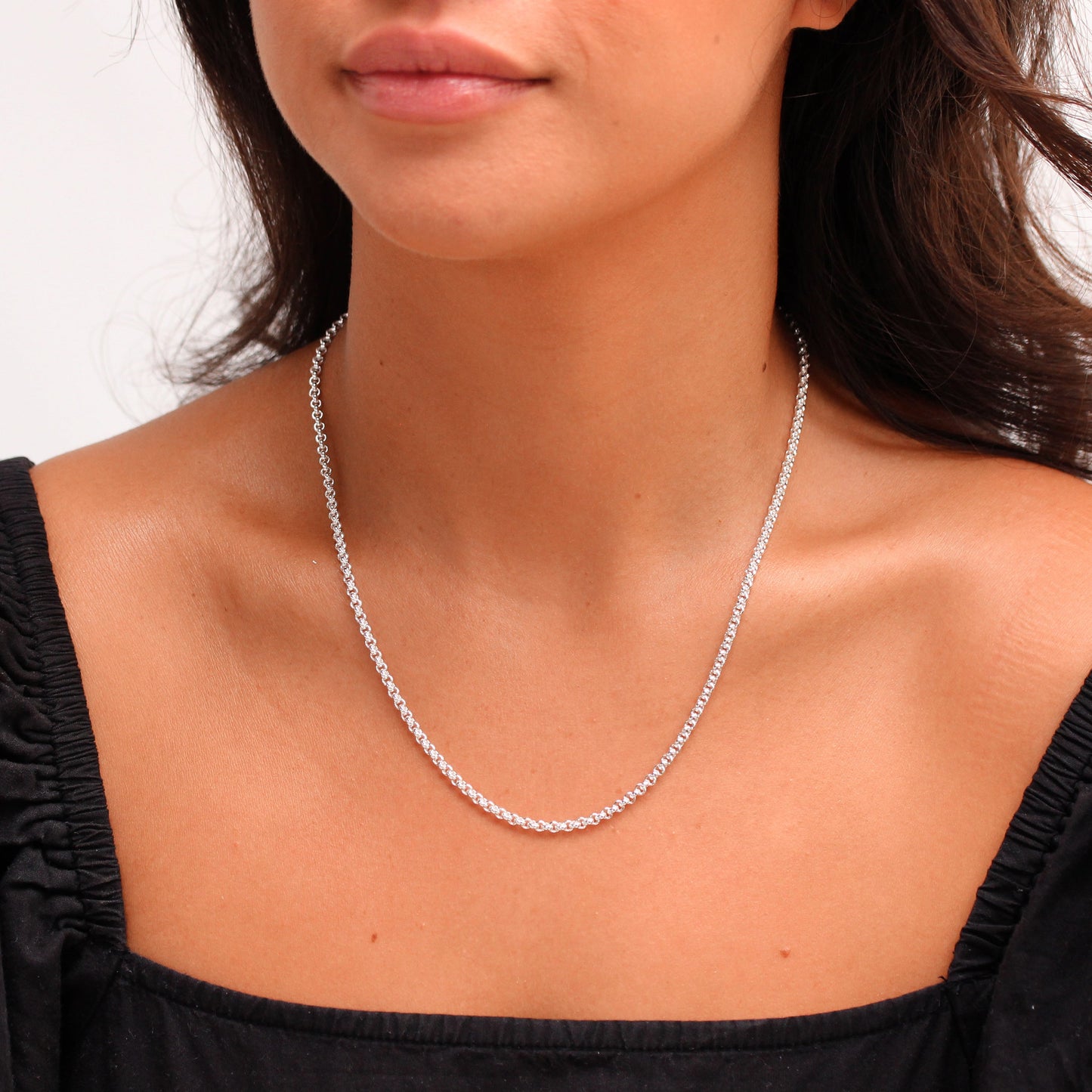 Sterling Silver Rolo Link Chain Necklace 20 Inches