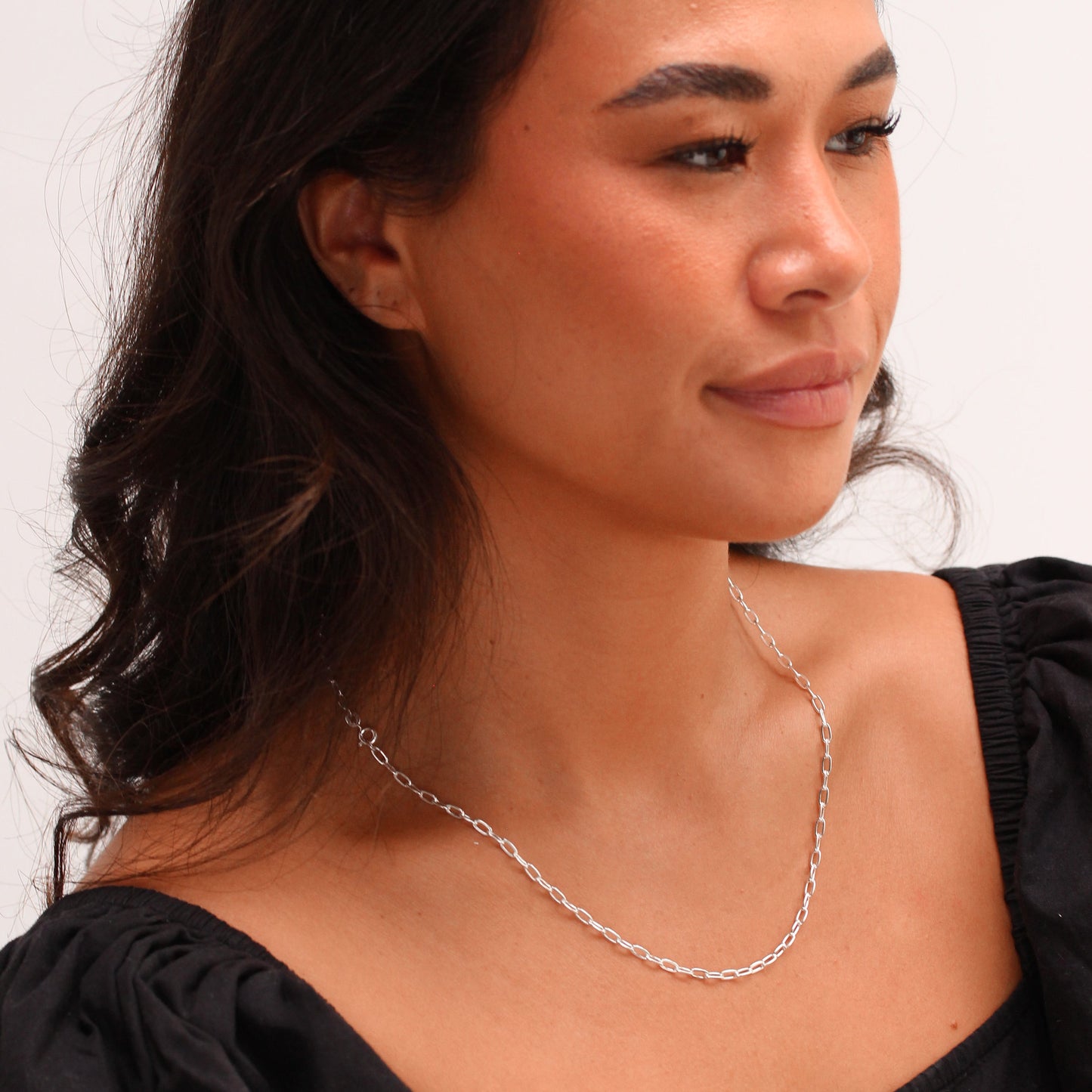 Sterling Silver Flat Long Cable Link Chain Necklace 18-22 Inch