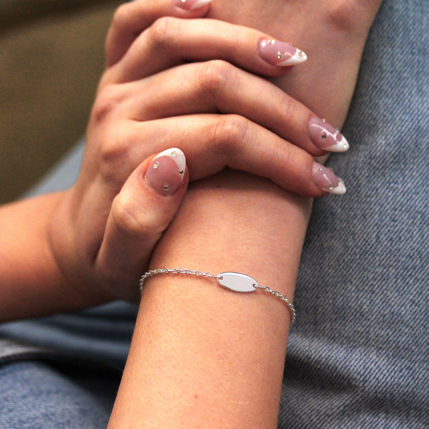 Sterling Silver Engravable ID Plate 7 - 8.5 Inches Bracelet