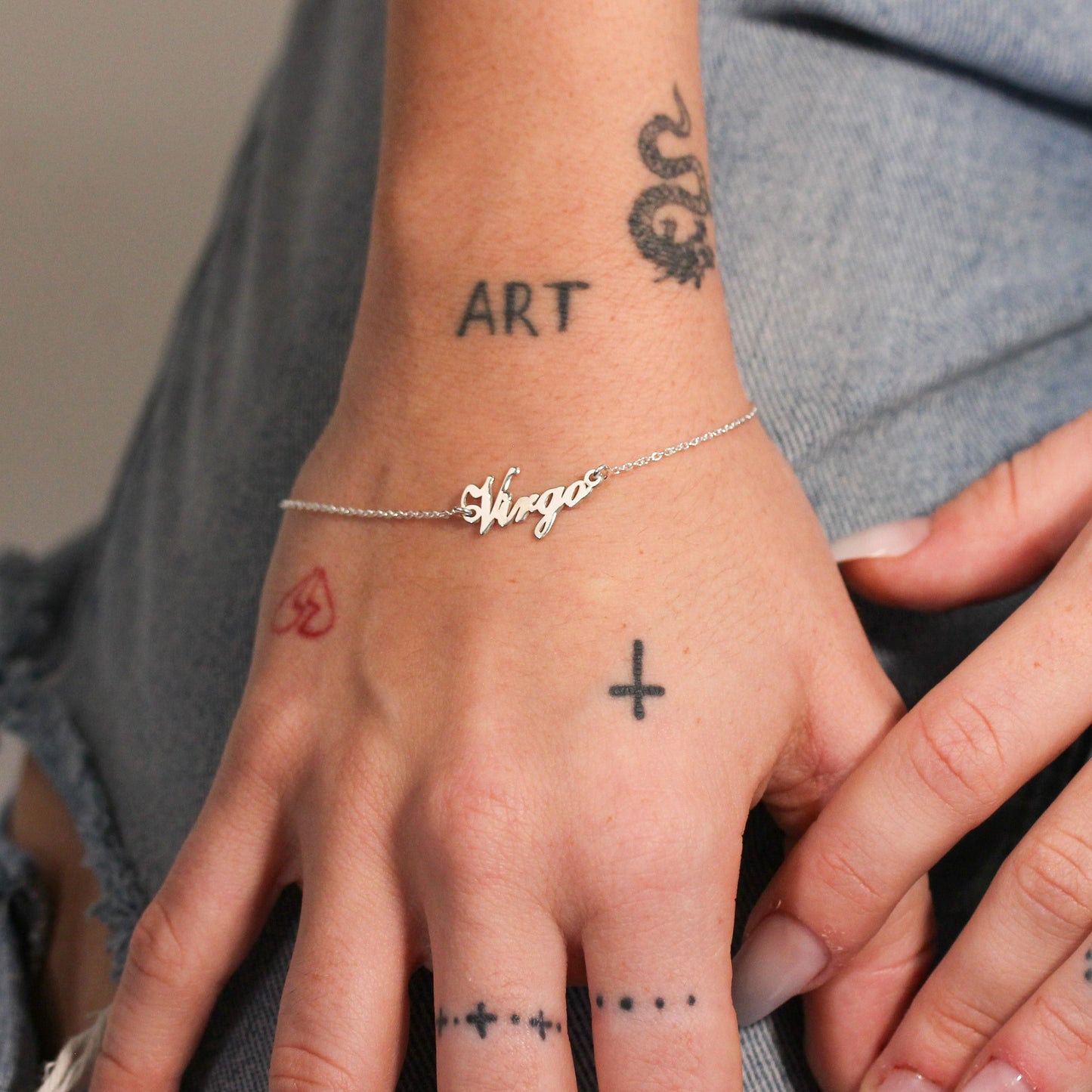 Sterling Silver Virgo Name Adjustable Bracelet