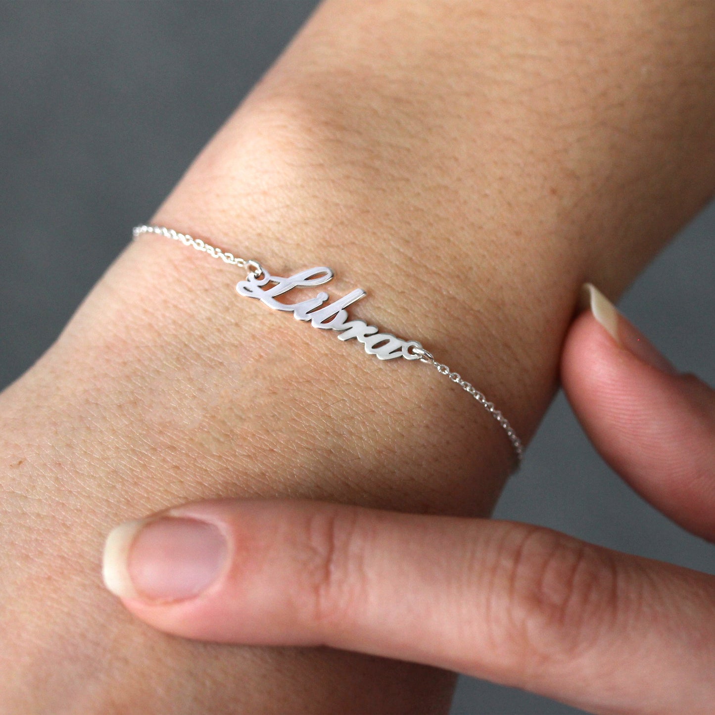 Sterling Silver Libra Name Adjustable Bracelet