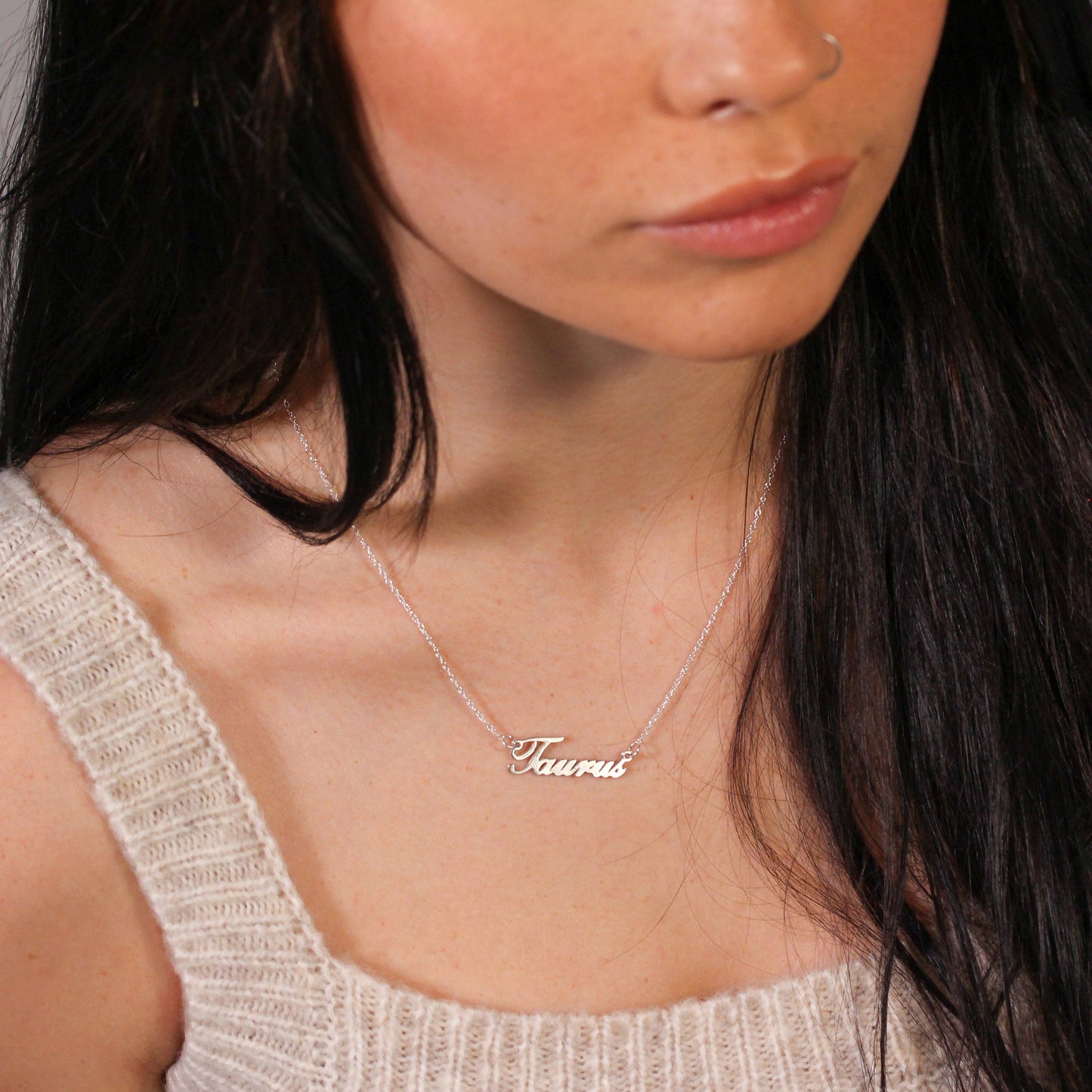 Sterling Silver Taurus Star Sign 17 Inch Necklace