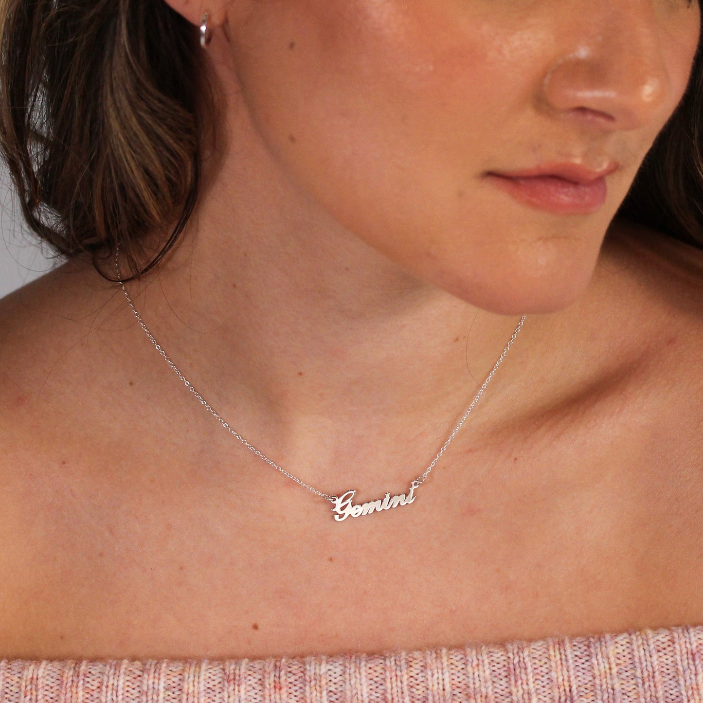 Sterling Silver Gemini Star Sign 17 Inch Necklace