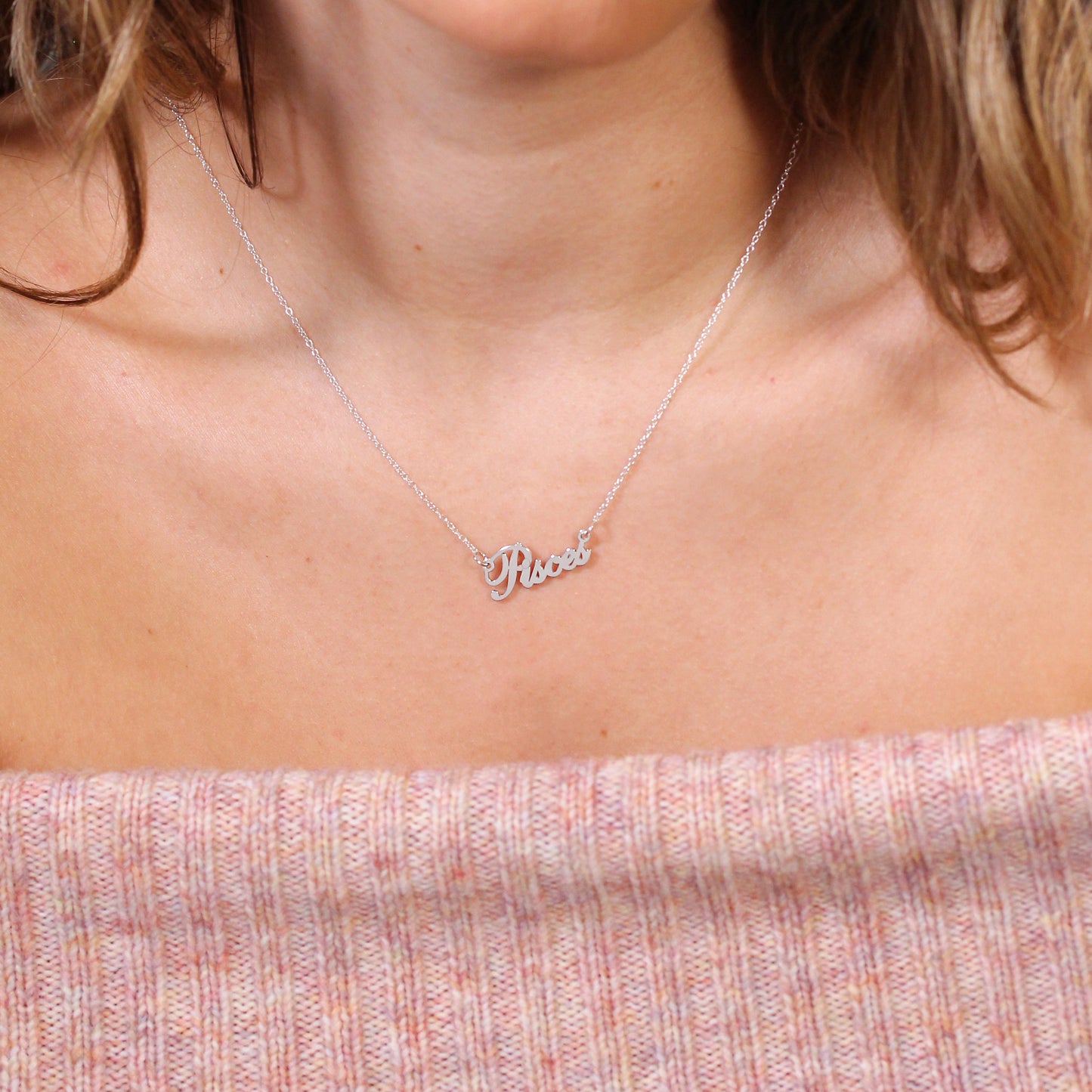 Sterling Silver Pisces Star Sign 17 Inch Necklace