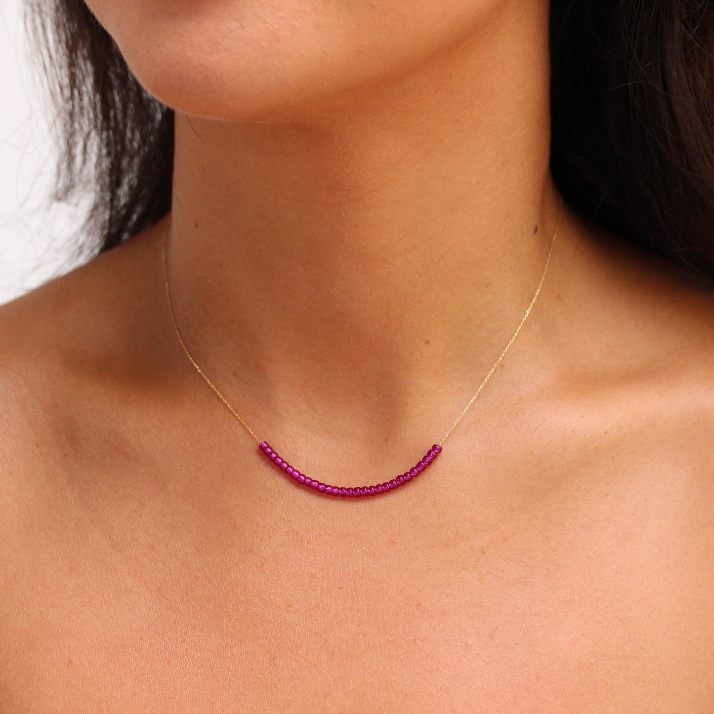 9ct Gold July Birthstone Ruby CZ Necklace