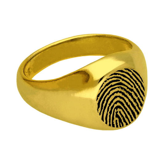 Bespoke Gold Plated Sterling Silver Fingerprint Signet Ring J - Z+1