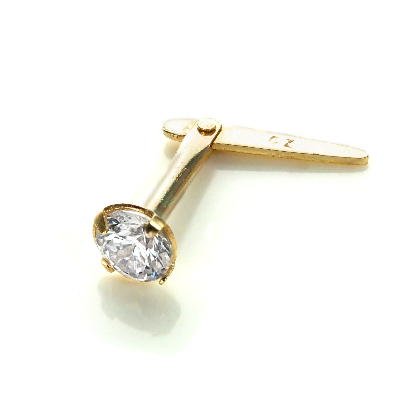 Andralok 9ct Yellow Gold CZ 3mm Round Nose Stud