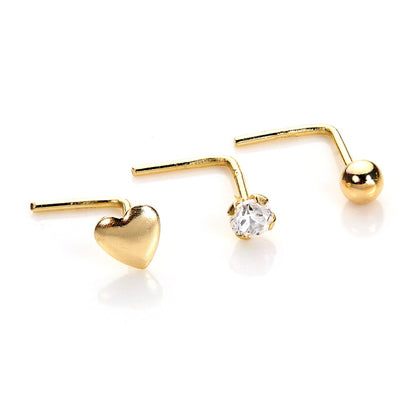 9ct Yellow Gold Clear Crystal Nose Stud - jewellerybox
