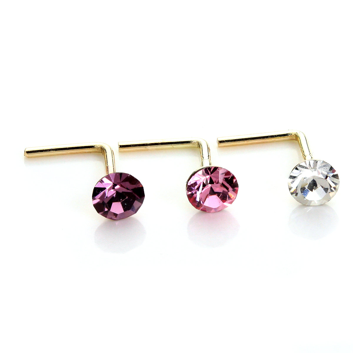 9ct Yellow Gold Crystal 2.8mm Round Nose Stud