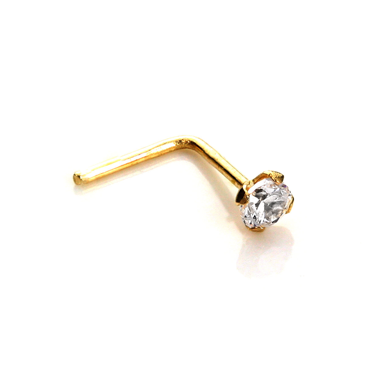 9ct Yellow Gold Clear Crystal Nose Stud