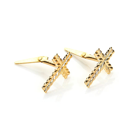 Andralok 9ct Yellow Gold Small Cross Stud Earrings