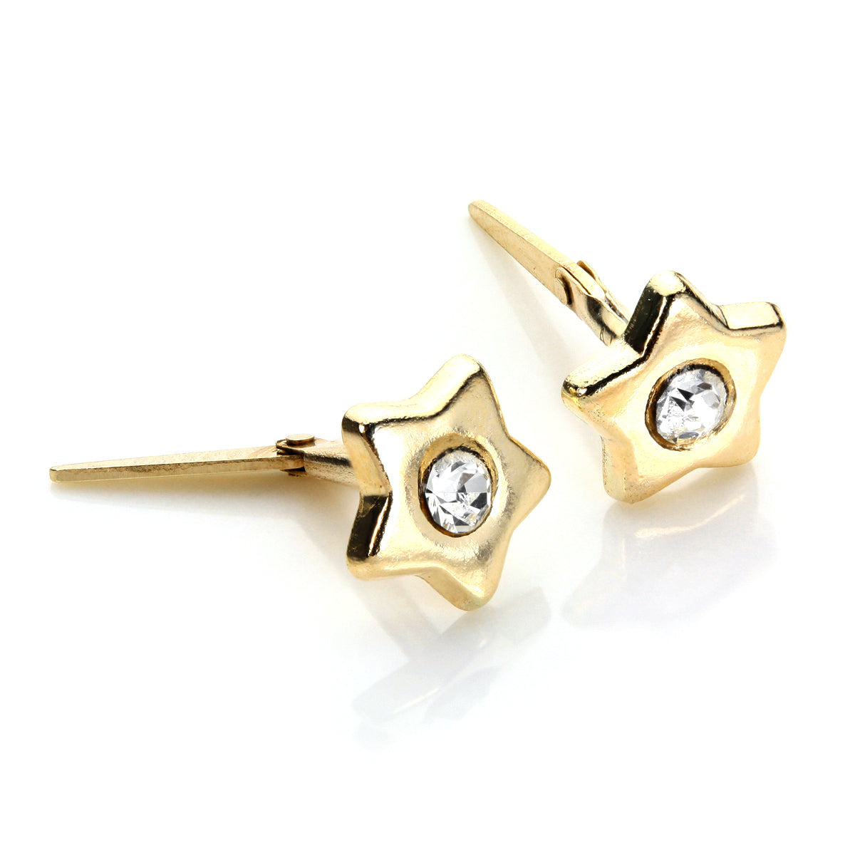 Andralok 9ct Yellow Gold Clear Star Stud Earrings