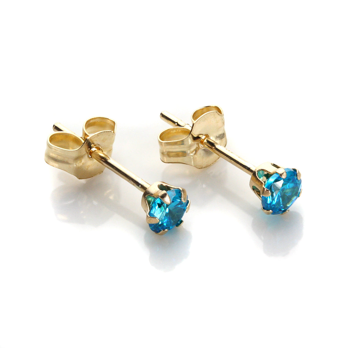 9ct Yellow Gold Crystal 3mm Round Stud Earrings