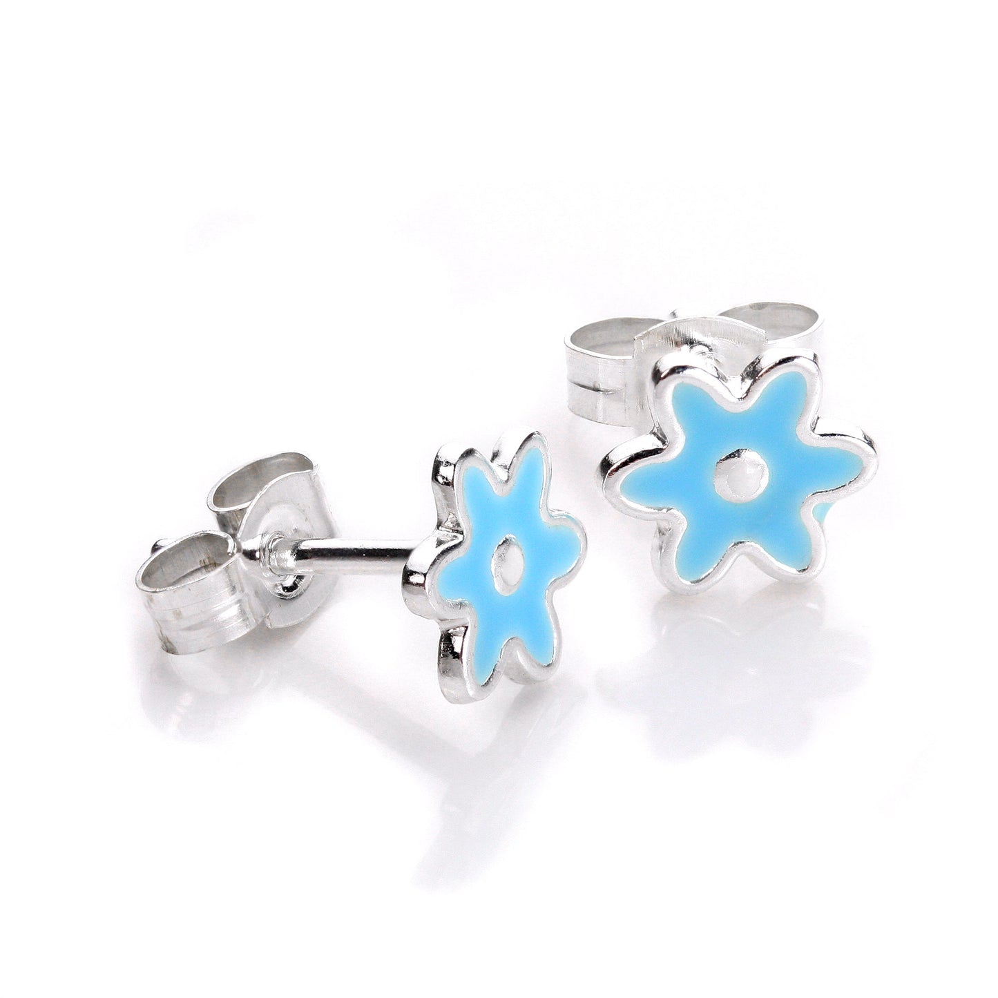 Sterling Silver Enamelled Flower Stud Earrings