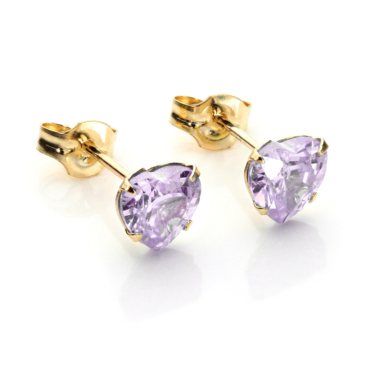 9ct Yellow Gold CZ 5mm Heart Stud Earrings