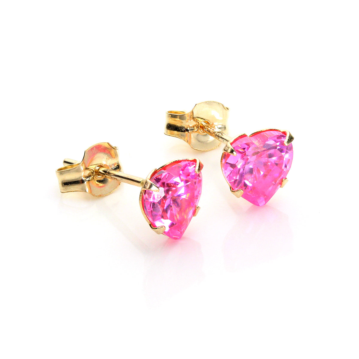 9ct Yellow Gold CZ 5mm Heart Stud Earrings
