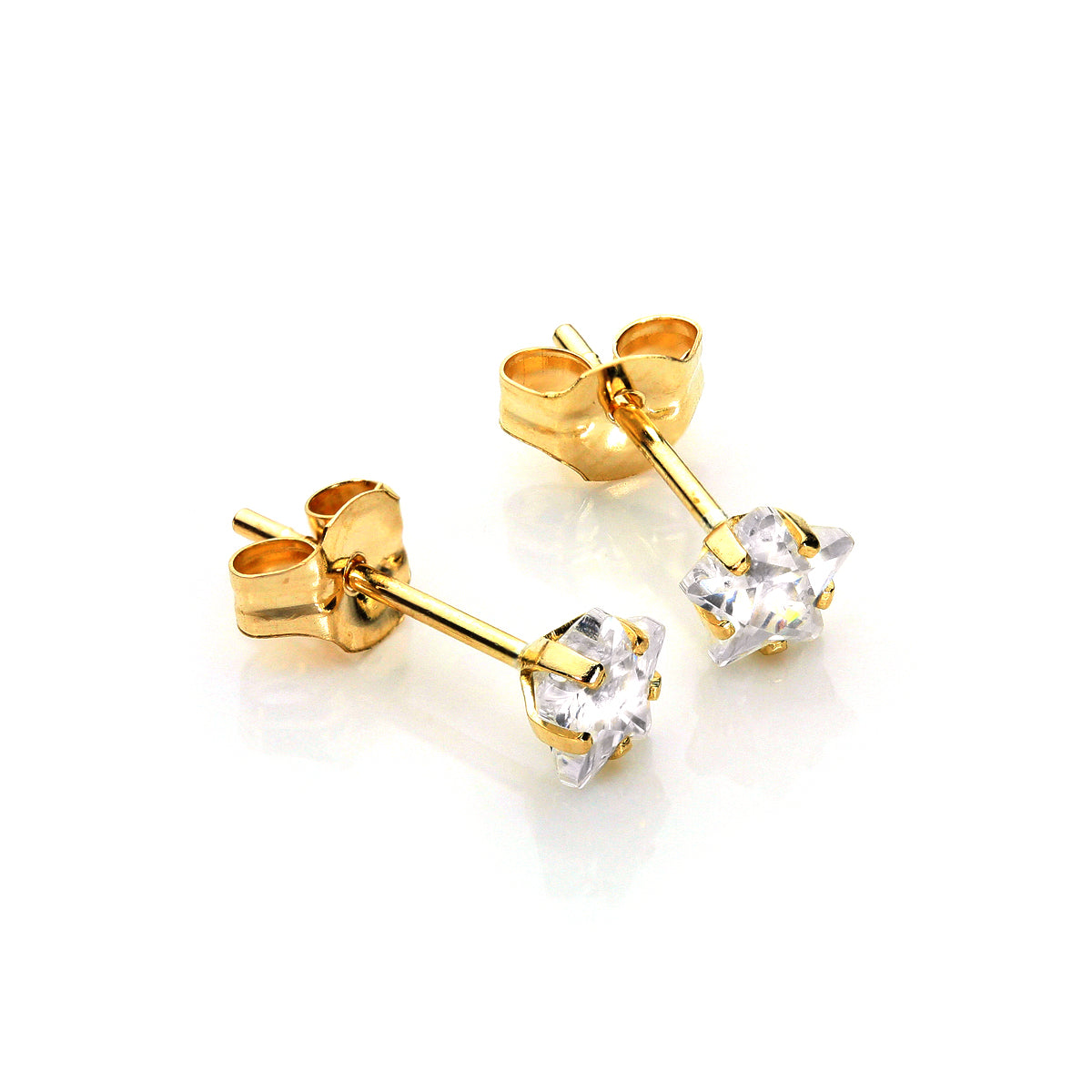 9ct Gold Clear CZ 4mm Star Stud Earrings