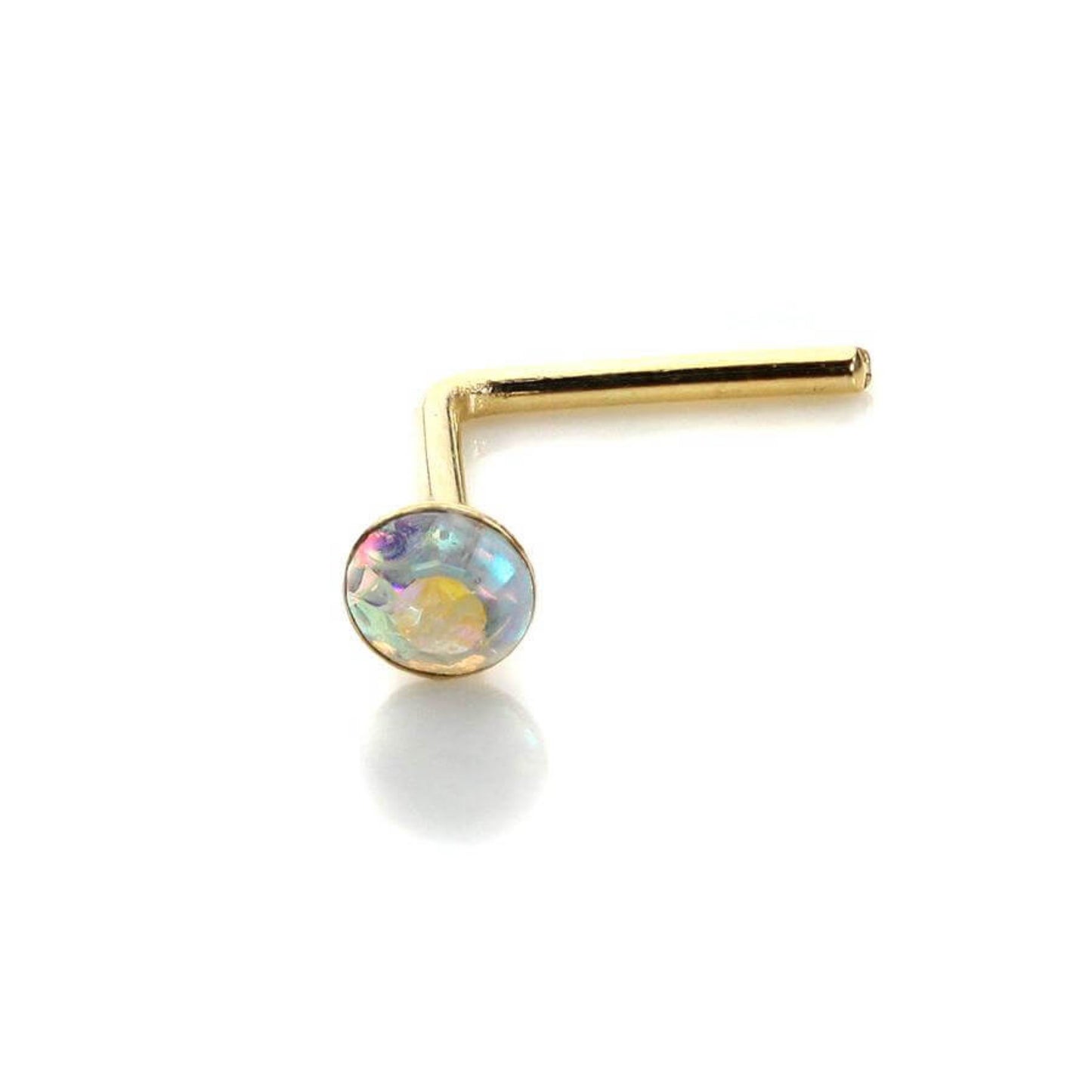 9ct Yellow Gold Crystal 2mm Nose Stud