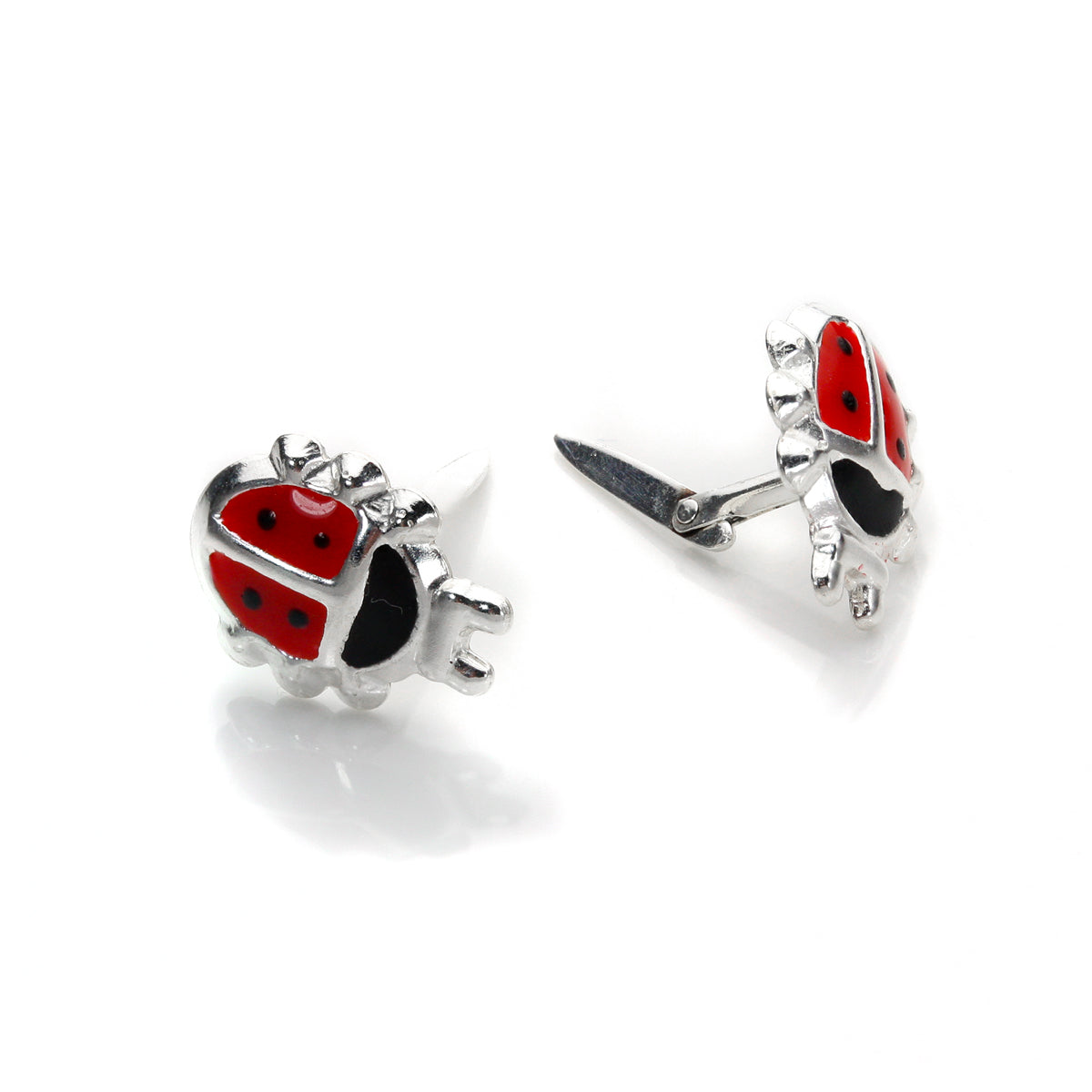 Andralok Sterling Silver Enamelled Ladybird Stud Earrings