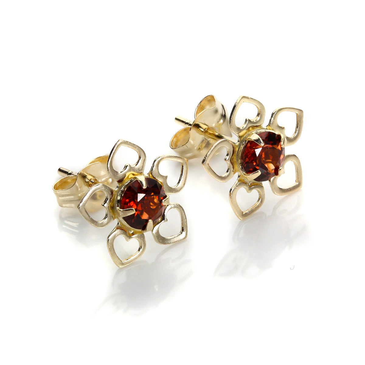 9ct Yellow Gold Garnet 3.5mm Round Stud Earrings