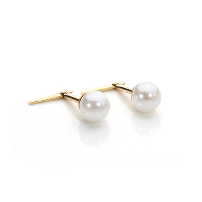 Andralok 9ct Yellow Gold Simulated Pearl Stud Earrings