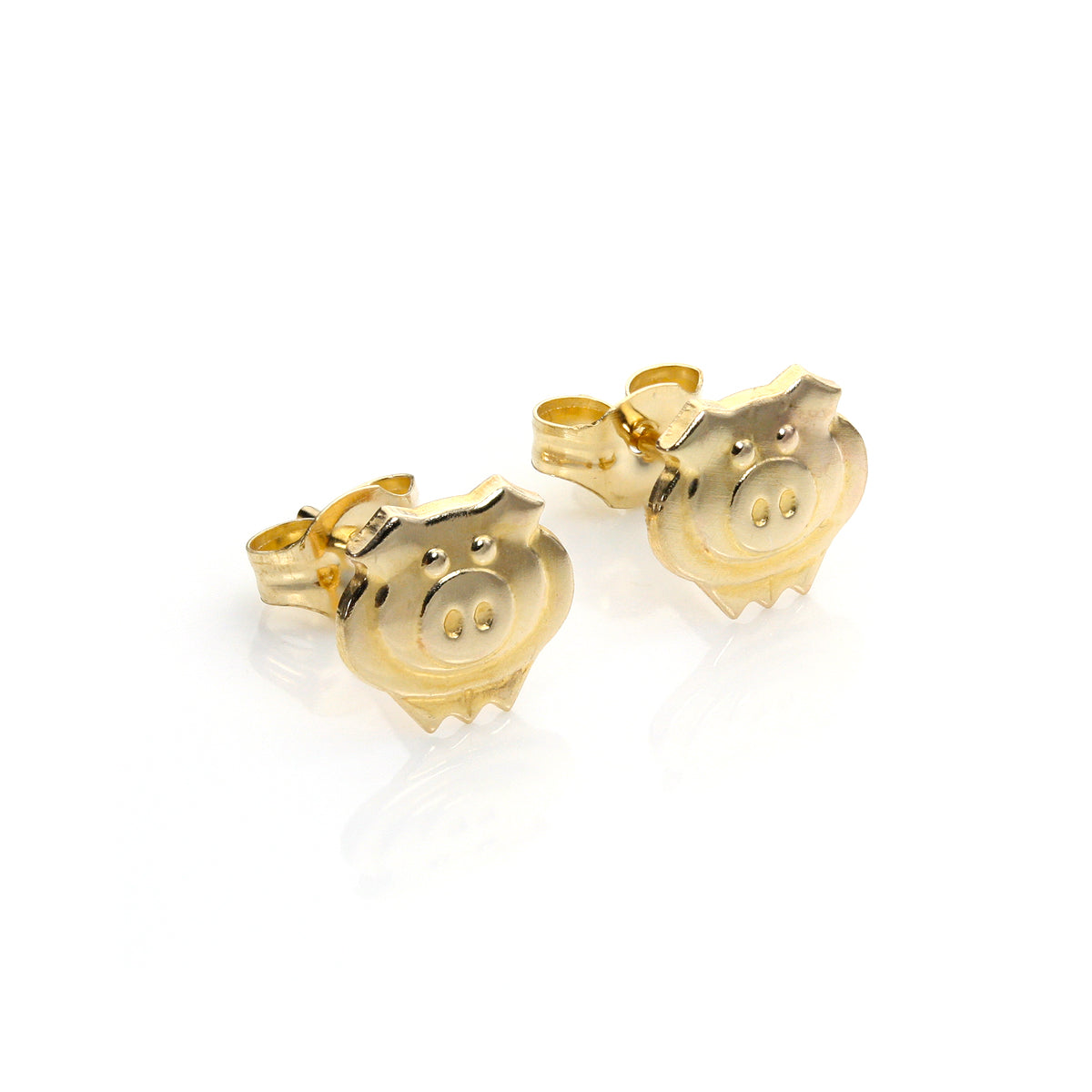 9ct Gold Cute Pig Stud Earrings