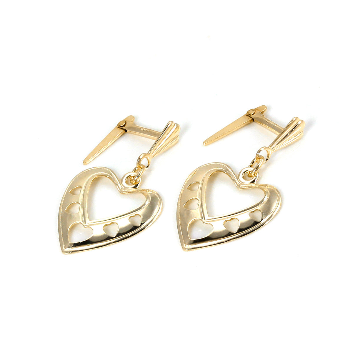 Andralok 9ct Yellow Gold Hearts Drop Earrings