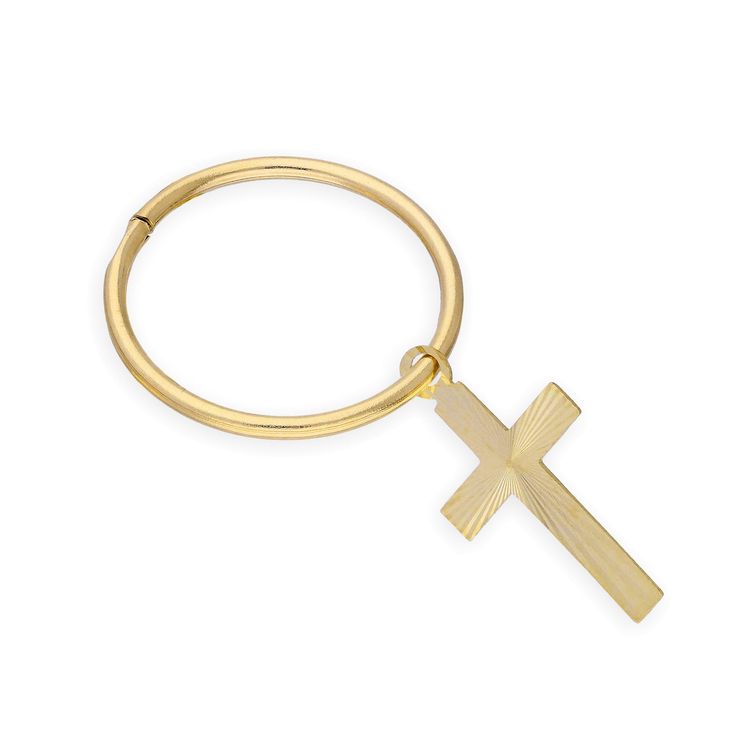 9ct Yellow Gold Cross Single Hoop Earring