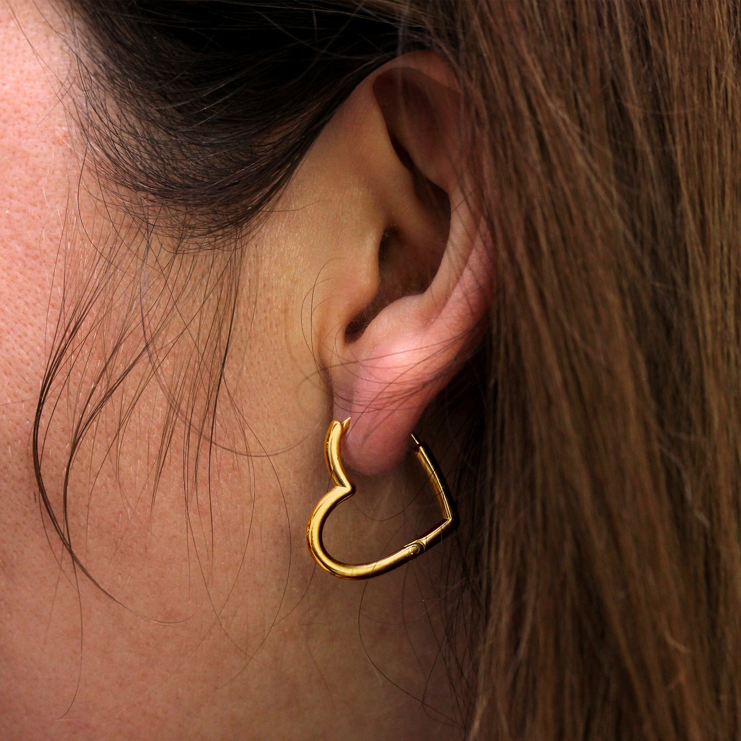 Gold Plated Sterling Silver Heart Hoop Earrings