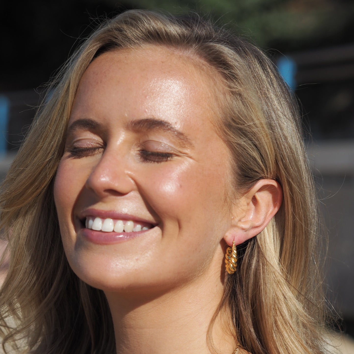 Gold Plated Sterling Silver Twist Rope Creole Hoop Earrings