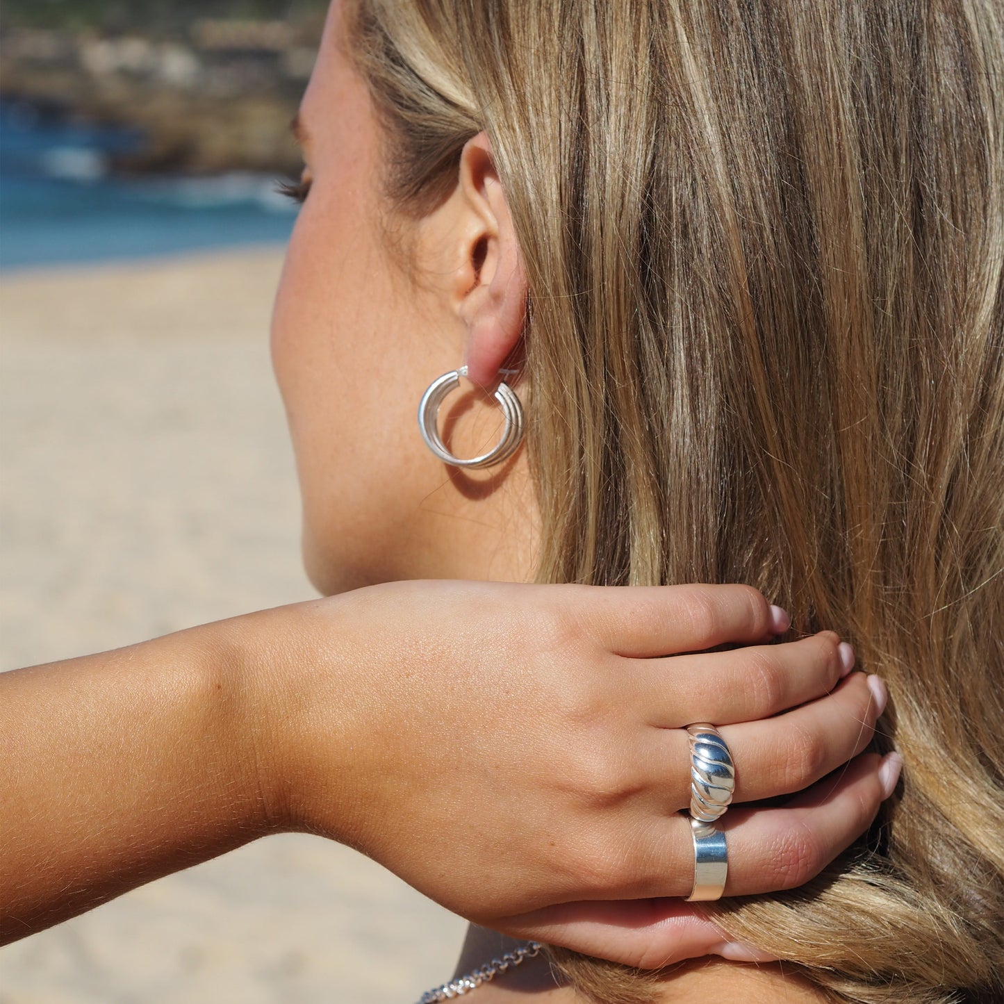 Adjustable Heavy Sterling Silver Chunky Twist Rope Ring