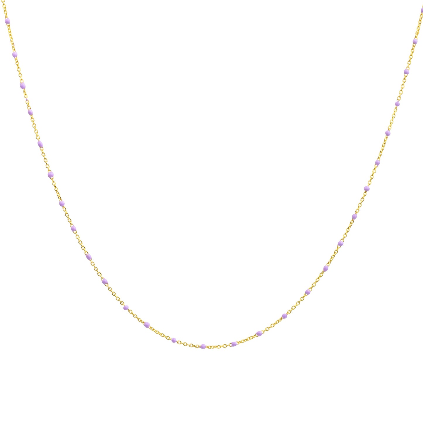 Fine Gold Plated Sterling Silver & Orange Enamel Confetti Chain Necklace - 16 Inches