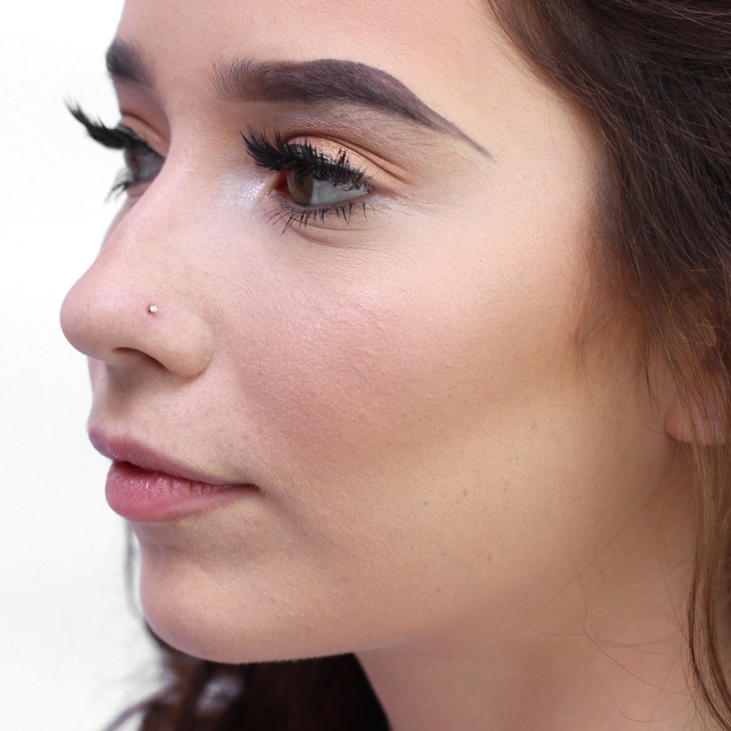 9ct Gold Nose Screw with 1.6mm Round Clear CZ Crystal