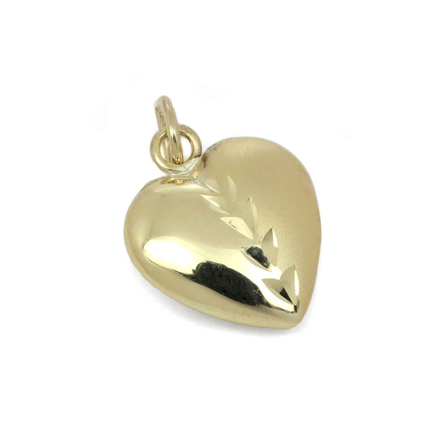 9ct Gold Puffed Heart Matt & Polished Charm