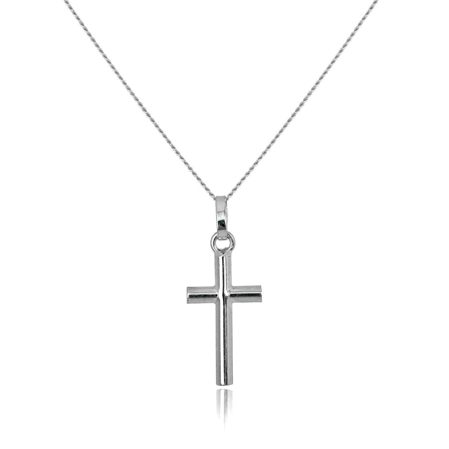 9ct White Gold Cross Pendant on 16 - 20 Inch Chain