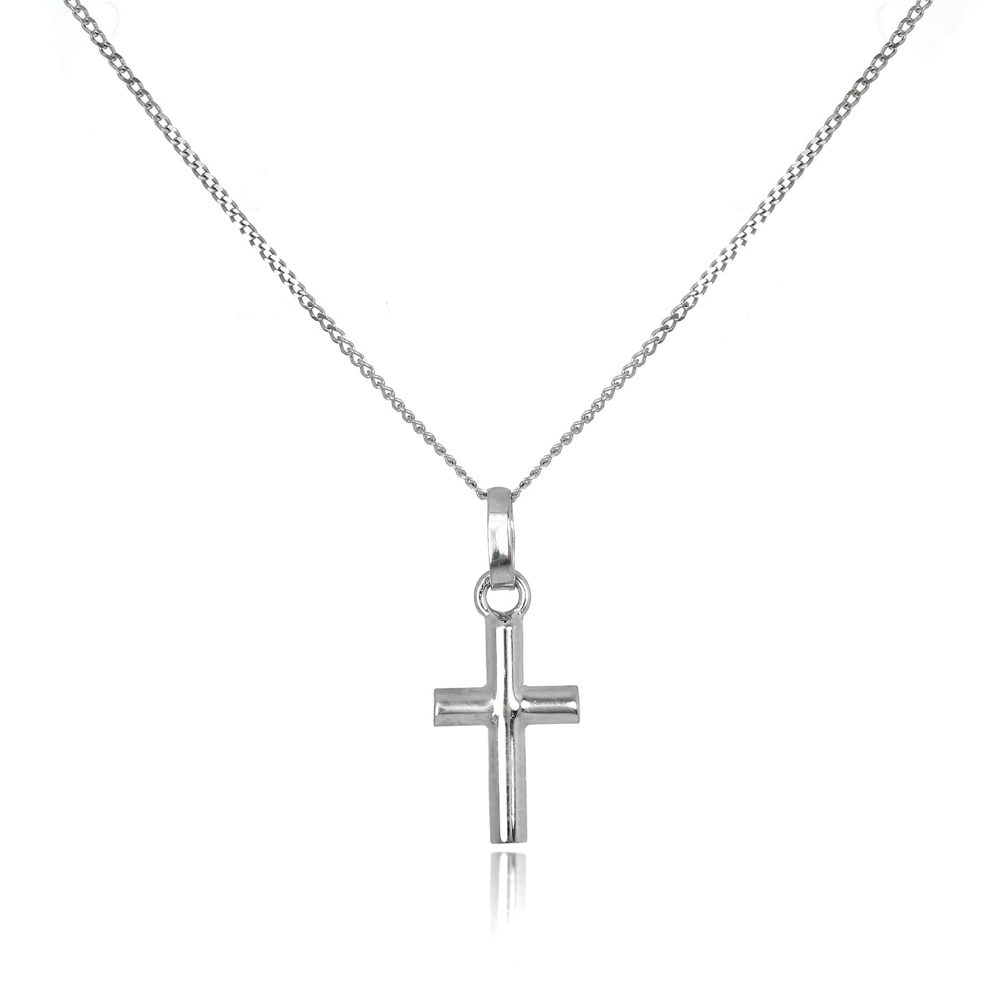 9ct White Gold Small Cross Pendant on 16 - 20 Inch Chain