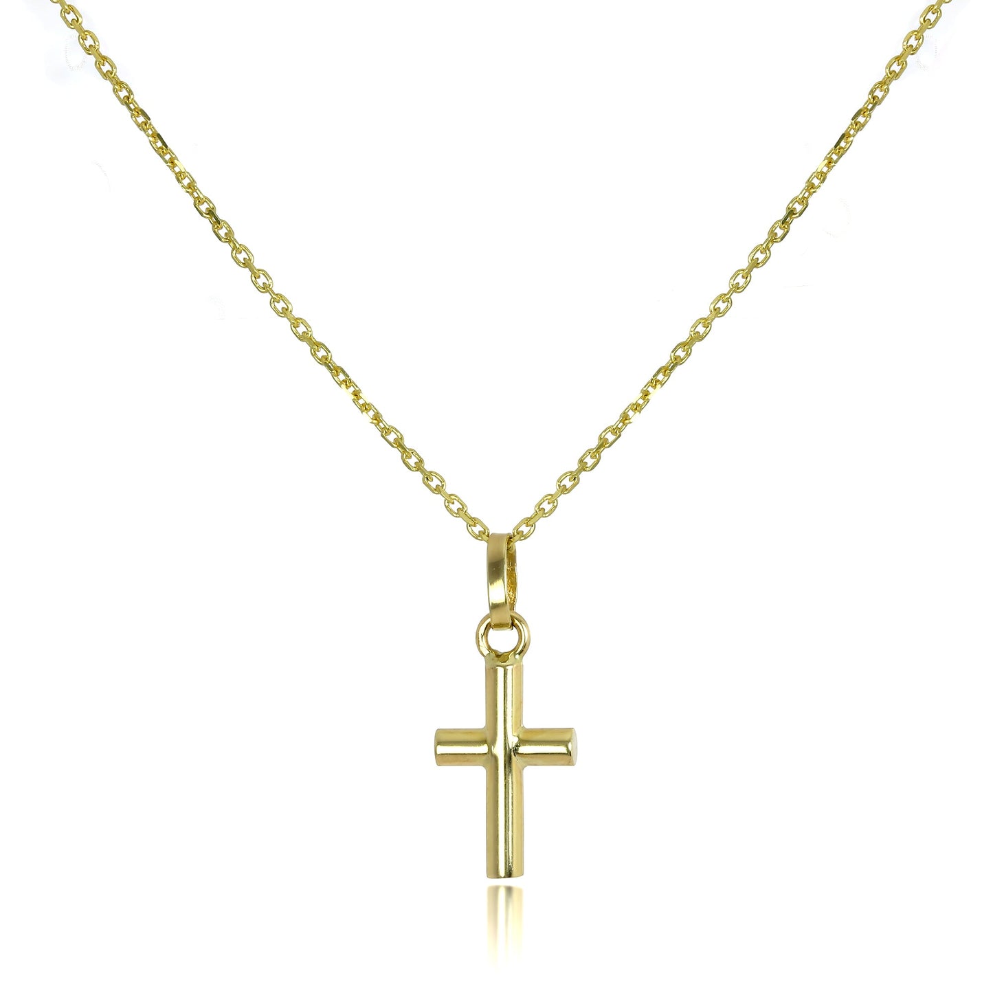 9ct Gold Small Cross Pendant on 16 - 20 Inch Chain