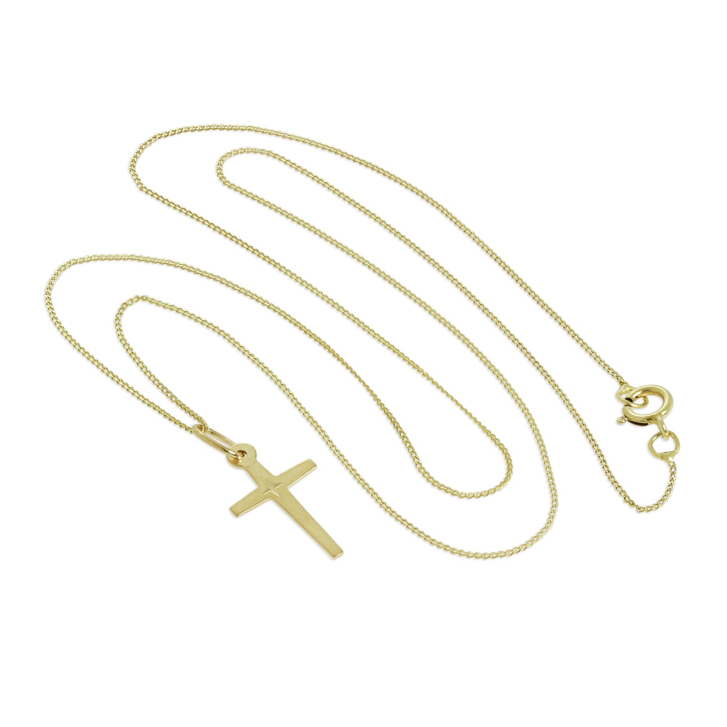 9ct Mixed Gold Diamond Cut Cross Pendant Necklace 16 - 20 Inches