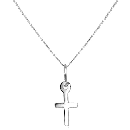 Tiny 9ct White Gold Cross Pendant on 16 - 20 Inch Chain