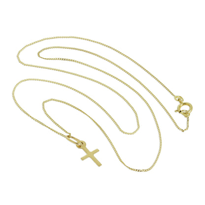 Tiny 9ct Gold Cross Pendant Necklace 16 - 20 Inches
