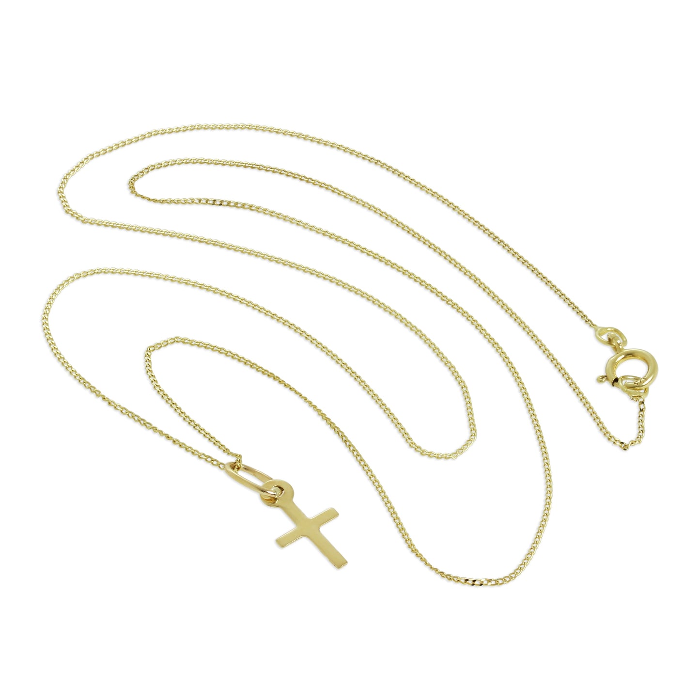 Tiny 9ct Gold Cross Pendant Necklace 16 - 20 Inches