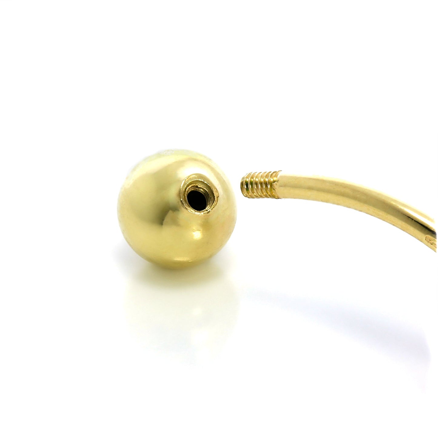 9ct Gold & 5mm Clear CZ Crystal Rubover Ball End Belly Bar Piercing