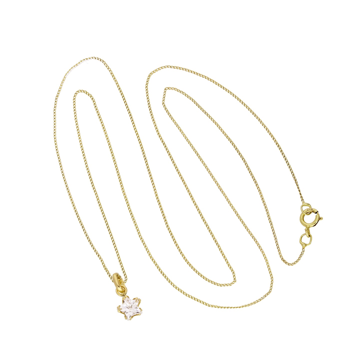 9ct Gold Small CZ Crystal Star Pendant Necklace 16 - 20 Inches