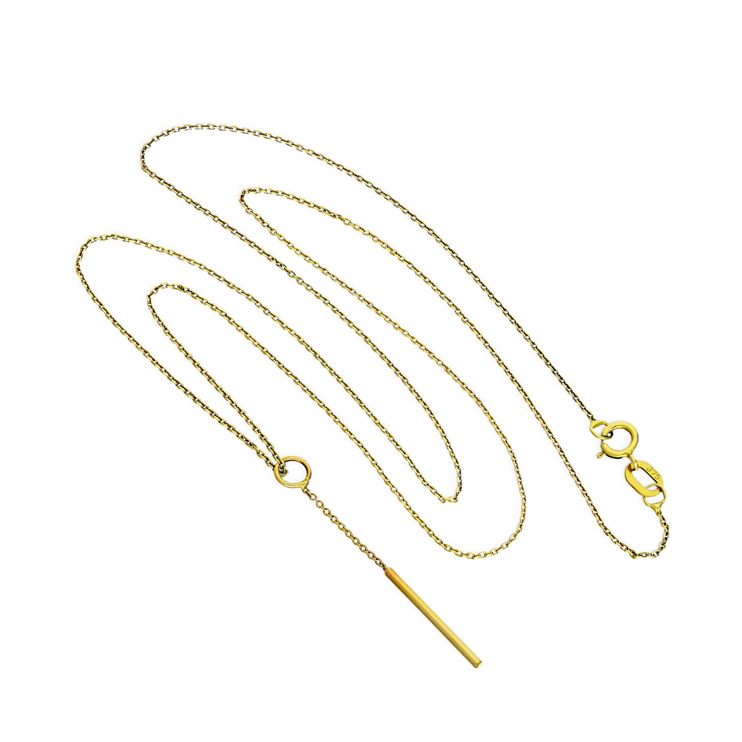 9ct Gold Bar Drop Pendant Necklace 16 - 20 Inches