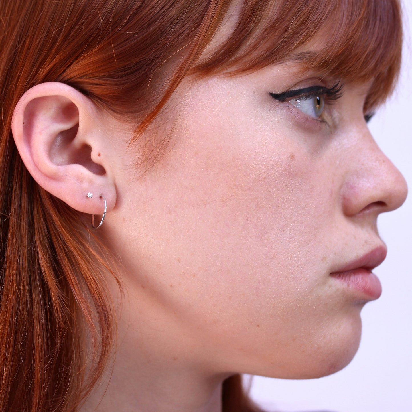9ct White Gold Sleeper Hoop Earrings