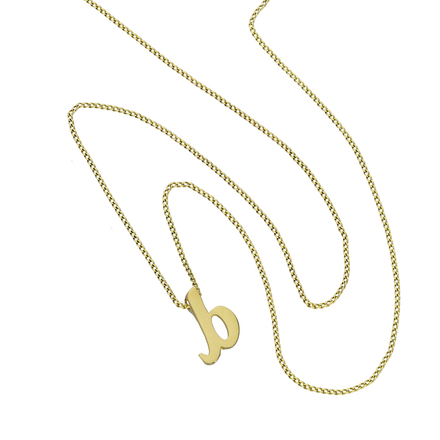 Tiny 9ct Gold Alphabet Letter B Pendant Necklace 16 - 20 Inches