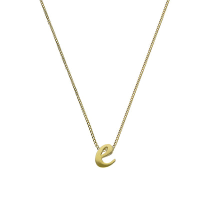Tiny 9ct Gold Alphabet Letter E Pendant Necklace 16 - 20 Inches