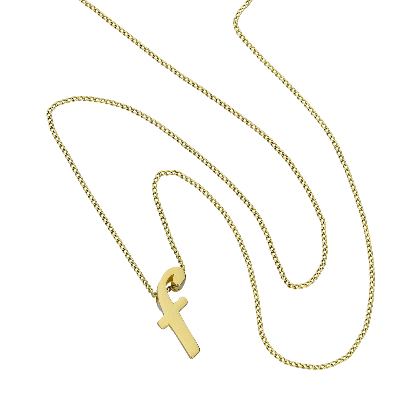 Tiny 9ct Gold Alphabet Letter F Pendant Necklace 16 - 20 Inches