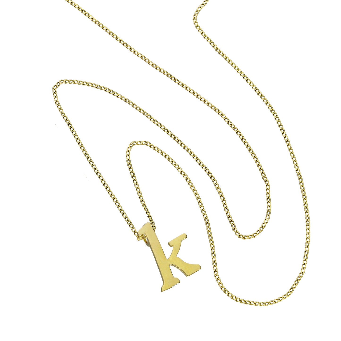 Tiny 9ct Gold Alphabet Letter K Pendant Necklace 16 - 20 Inches