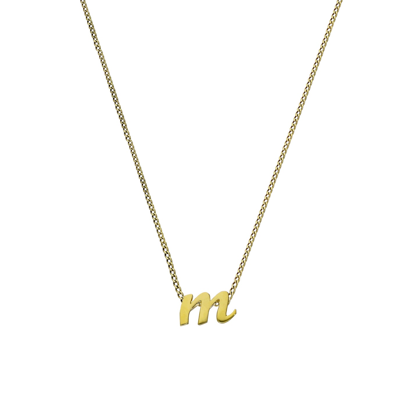 Tiny 9ct Gold Alphabet Letter M Pendant Necklace 16 - 20 Inches